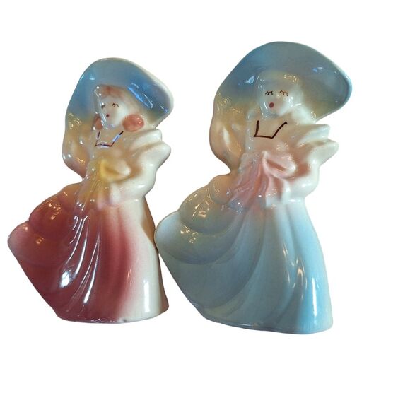 Shawnee Pottery Planters Vintage Pair of Southern Belles 1940s USA Hand Painted - Picture 7 of 16